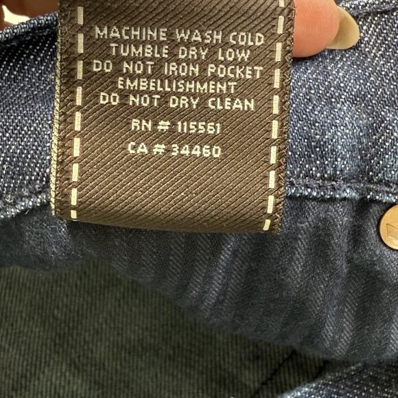 7 For All Mankind Dojo Flare Jeans Low Rise Lattice Patent Leather Pocket Sz 26 - Picture 9 of 10